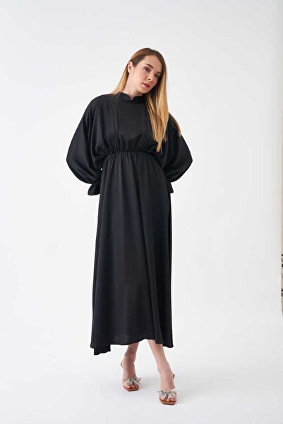 Mevra Elastic Waist Evening Dress Black