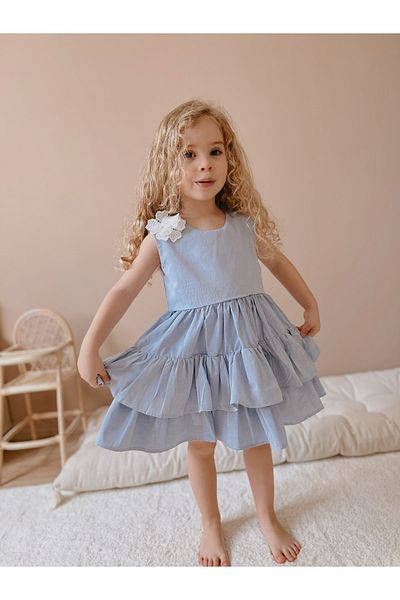 Magu Girl's Blue Layered Skirt Dress