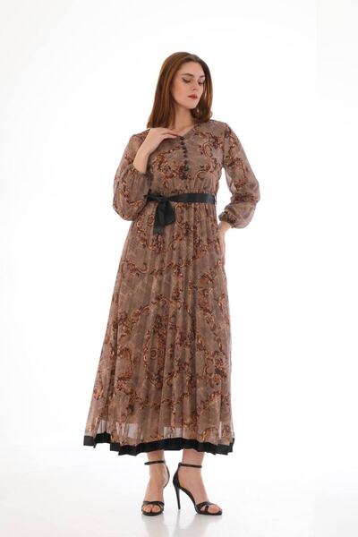 Zirve Düğmeli Astarlı Elbise