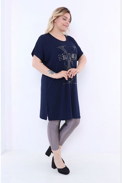 Pelek Butik Large Size Tunic-navy blue Pb254