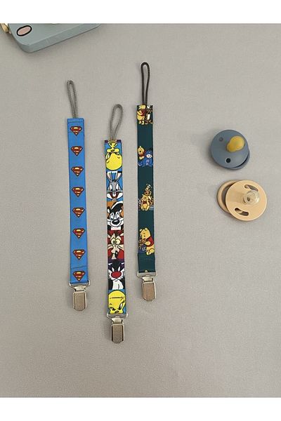 KARAMİLA Set of 3 Baby Pacifier Strap - Pacifier Chain