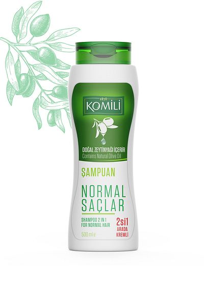 Komili Vegan Creamy Basic Care Shampoo - For Normal Hair, 2 Pack in 1 - 500 ML