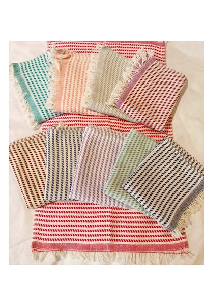 ŞENER HOME Pack of 6 Buldan Work Natural Cotton 30x50 cm. Kitchen Towel & Napkin & Tea Towel