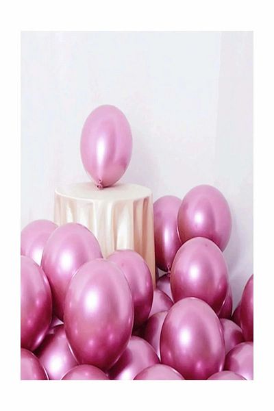 FOKUL Chrome Shiny Balloon Pink Color 10 Pieces Mirrored Balloon 30 Cm