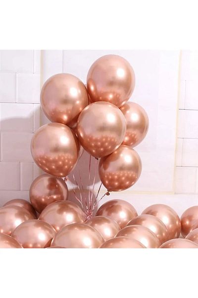 FOKUL Chrome Shiny Balloon Rose Gold Color 10 Pieces Mirrored Balloon 30 Cm