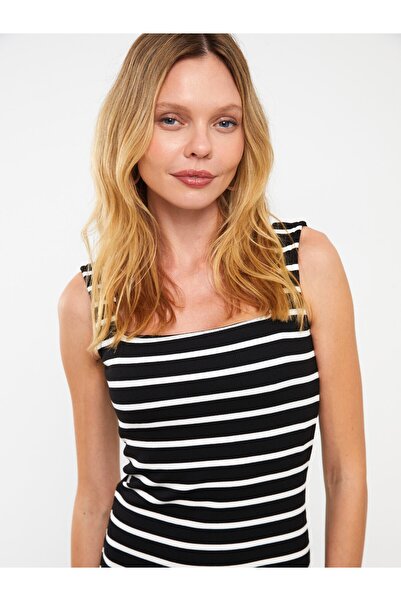 LC Waikiki Pruhované dámské šaty s čtvercovým límcem