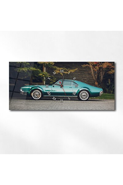 marpanya Yatay Ortadan Saatli Sanat ve Doğa Temalı Cam Tablo 033