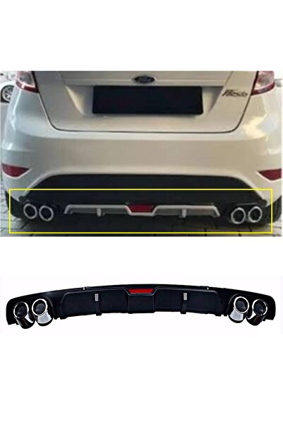 MKG Otomotiv Ford Fiesta Siyah Difüzör 4 Krom Egzoz Görünümlü Difizör Arka Ek...