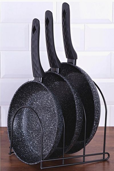 PULCA SHOP 4-етажен органайзер за шкаф за тигани и чинии, черен