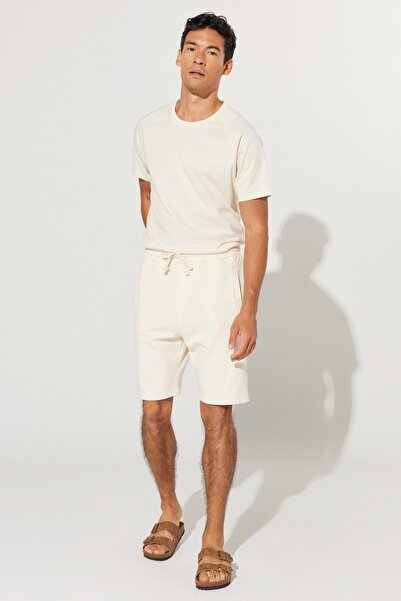 ALTINYILDIZ CLASSICS Ανδρικό σορτς τσέπης από 100% βαμβακερό εκρού Standard Fit Normal Cut