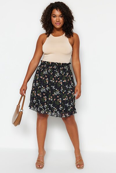 Trendyol Curve Multicolored Patterned Woven Skirt TBBSS23AZ00029