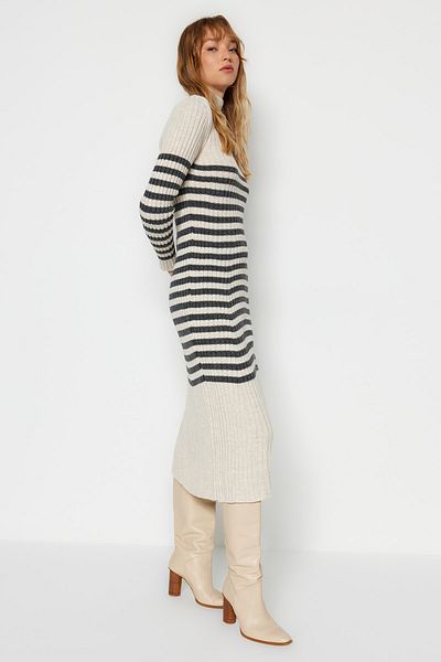 Trendyol Collection Stone Maxi kötöttáru csíkos ruha TWOAW24EL00091
