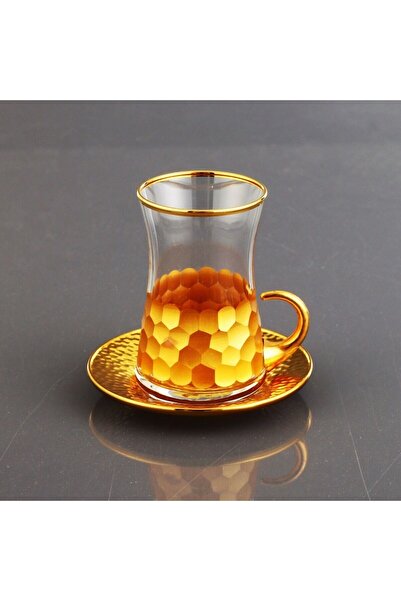 Paşabahçe 42361 Petek Kulplu Çay Bardağı Takımı 170cc-ALTIN