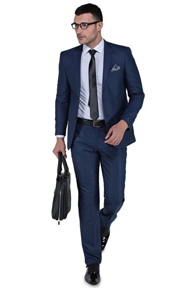 Erkek  Slim Fit Mono Tk Yrt Takım Elbise Lacivert