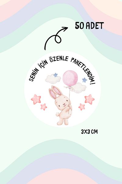 Beyaz Grafik Packaging / Thank You Label Sticker (50 Pieces - 3x3 cm)
