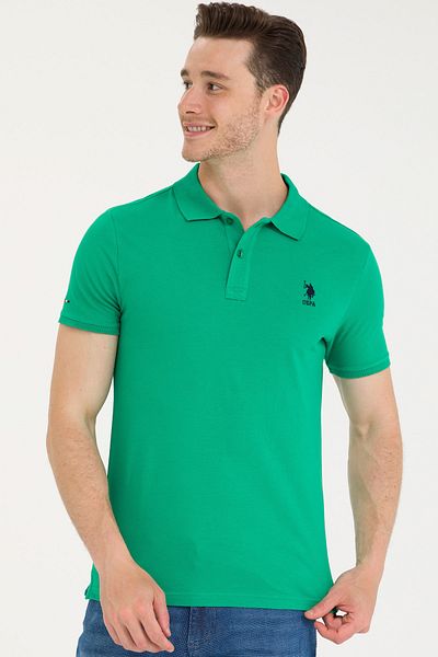 U.S. Polo Assn. ΒΑΣΗ. POLO ΑΝΔΡΙΚΟ ΑΘΛΗΤΙΚΟ T-SHIRT POLO NECK SLIMFIT 1570945   TP 054 ΠΡΑΣΙΝΟ