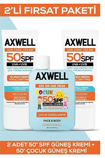 AXWELL 3lü Fırsat Seti Leke Karşıtı Nemlendirici Yüksek Koruma Güneş Kremi SP...