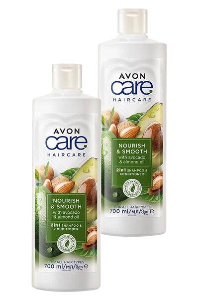 AVON Care Avokado ve Badem Yağı içeren Şampuan ve Saç Bakım Kremi 700 Ml. İkili Set