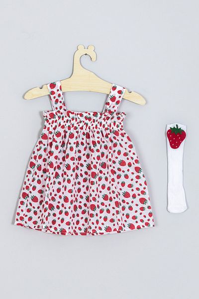 ADABEBEK Strapless Strawberry Dress Knee-Length Socks Set 007