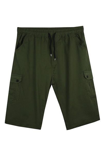 marufshop Σορτς Gabardine Χακί μεγάλου μεγέθους με τσέπη Cargo