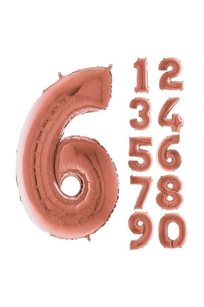 aşkın concept Rose Gold Number Foil Balloon 100 Cm Number 6