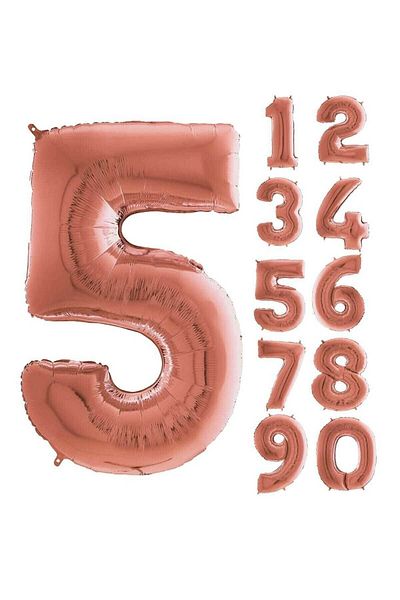 aşkın concept Rose Gold Number Foil Balloon 100 Cm Number 5