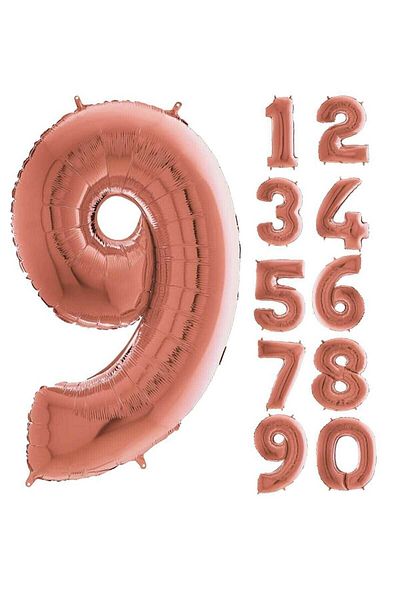 aşkın concept Rose Gold Number Foil Balloon 100 Cm Number 9