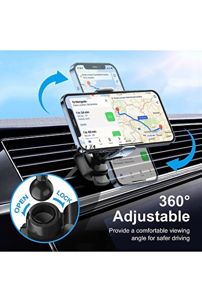 m.tk moveteck Otomatik Açılır Kapanır Sensörlü Araç içi Telefon Tutucu Havalandırma Değiştirilebilir Aparatlı 360