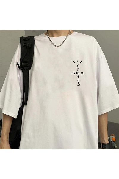 Touz Tricou oversize unisex alb cu imprimeu Blunt Blunt Cactus Jack