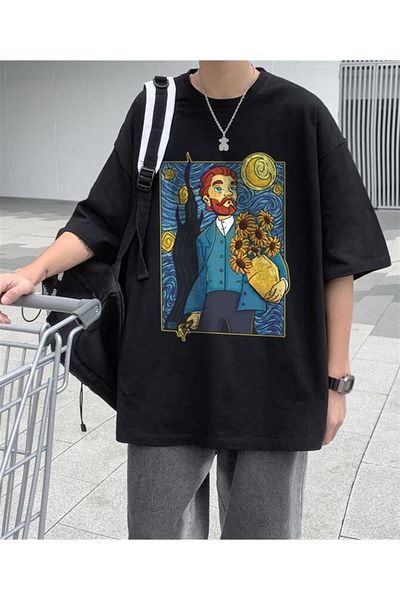 Touz Μπλουζάκι Van Gogh Starry Night Unisex Μαύρο Oversize
