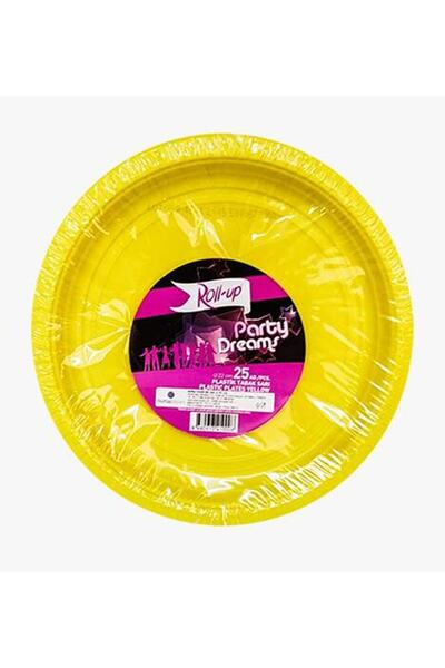 aşkın concept 25'li Plastik Sarı Tabak Parti Süsü Plastik Tabak