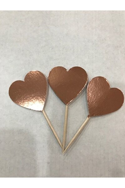aşkın concept Rose Gold Kalp Kürdan 20 Adet Parti Süsü