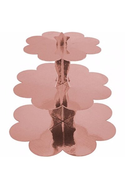 aşkın concept Düz Rose Gold Kek Standı Karton Cup Cake Standı 3 Katlı Piramit...