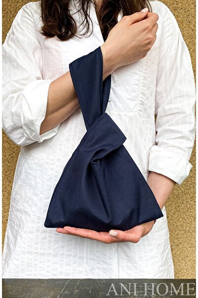 Anı Home Japon Düğümü Lacivert Clutch Bilek Çanta Duck Kumaş