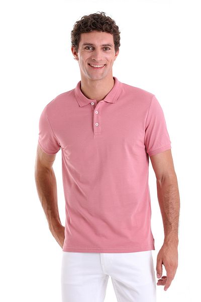 Hatemoğlu Μπλουζάκι Dusty Rose Comfort Fit Απλό 100% βαμβακερό γιακά πόλο