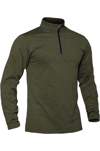GHASSY CO. Men's Running Moisture Absorbing UV Sun Protection Fence Detailed Long Sleeve Outdoor Tshirt