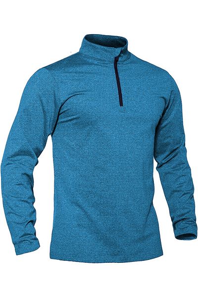 GHASSY CO. Men's Running Moisture Absorbing UV Sun Protection Fence Detailed Long Sleeve Outdoor Tshirt