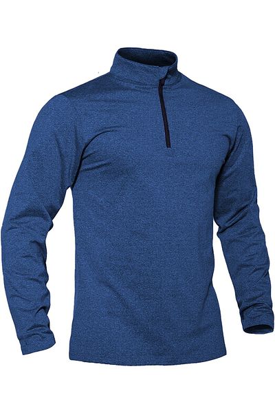 GHASSY CO. Men's Running Moisture Absorbing UV Sun Protection Fence Detailed Long Sleeve Outdoor Tshirt