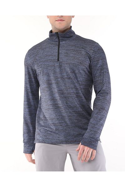 GHASSY CO. Men's Running Moisture Absorbing UV Sun Protection Fence Detailed Long Sleeve Outdoor Tshirt