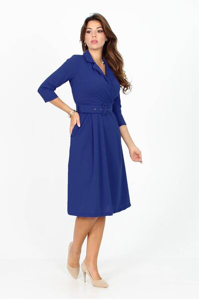 Neşeli Butik Γυναικείο φόρεμα μίντι με λεπτομερή ζώνη Dks016