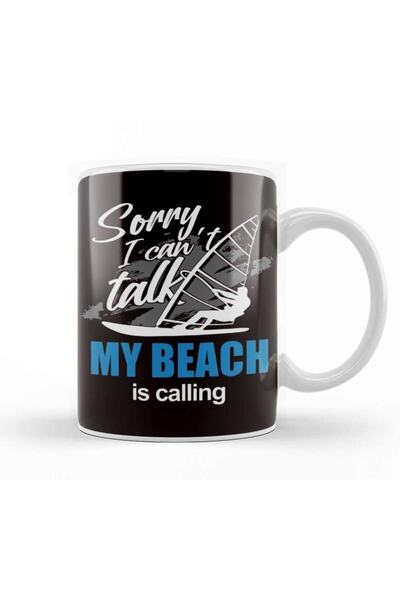 Baskı Dükkanı كوب خزفي لركوب الأمواج على الشاطئ وموجة المحيط وركوب الأمواج شر...