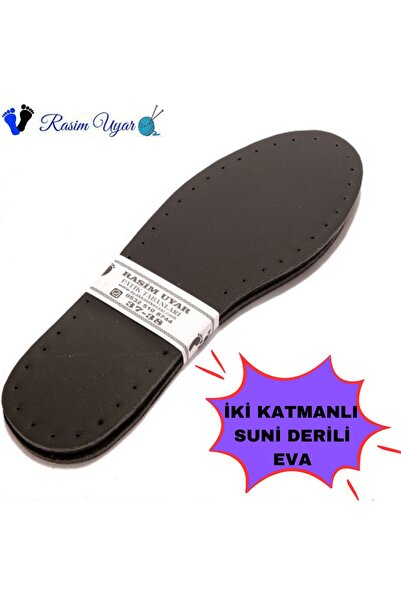 Rasim Uyar 1 Çift Siyah Suni Deri EVA Patik Tabanı - 2 Katmanlı Hazır Delikli...