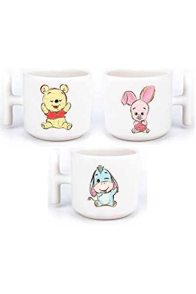 Öz Kupa Winnie The Pooh Pooh, İyor (Eeyore), Piglet 3'lü El Yapımı T Kulplu F...