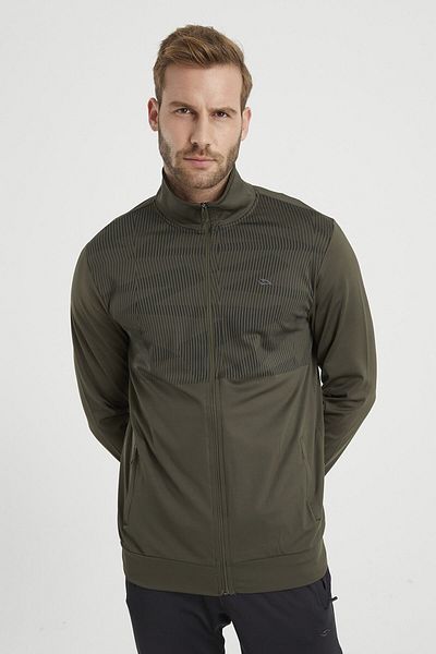 DYNAMO Men's Khaki Diving Fabric Tracksuit Set with Print Detail on the Front