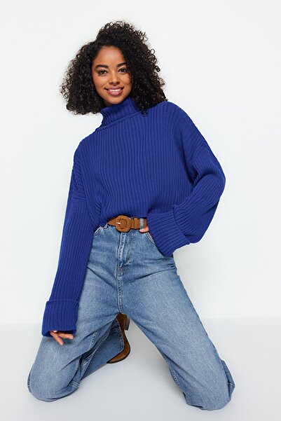 Trendyol Collection Saks Crop Basic Knitwear Svetr TWOAW22KZ0223