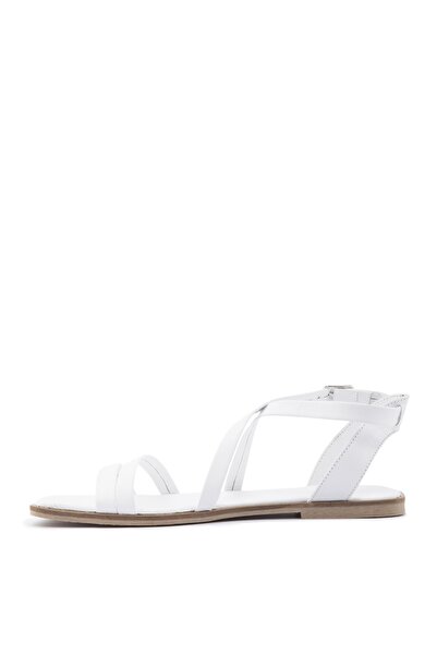Sole Sisters Genuine Leather Flat Sandals White - Dalyan