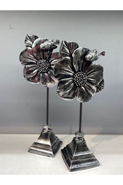 Peramari Dekoratif Polyester Ikili Çiçek Aksesuar Gümüş Eskitme