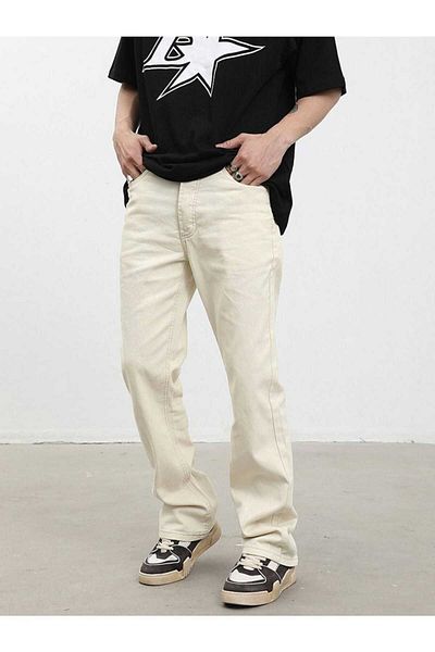 Z1MAN Beige Baggy Denim Jeans