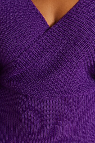 Trendyol Curve Μωβ Πλεκτό Φόρεμα με διπλό γιακά TBBAW23AH00010