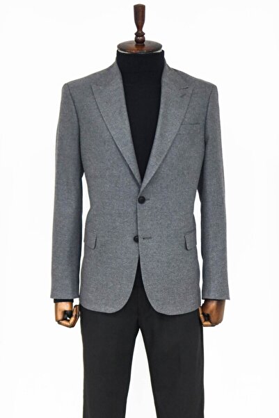 Wessi Desensiz Slim Fit Spor Gri Erkek Ceket - Wessi